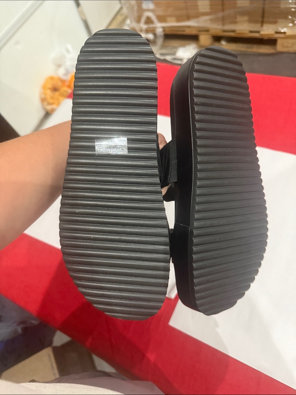 DV by Dolce Vita Black Slide Sandals with Gold Buckle Accents - Picture 3 of 4